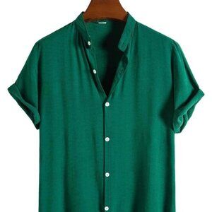 Casual Green Men's Collared Shirt